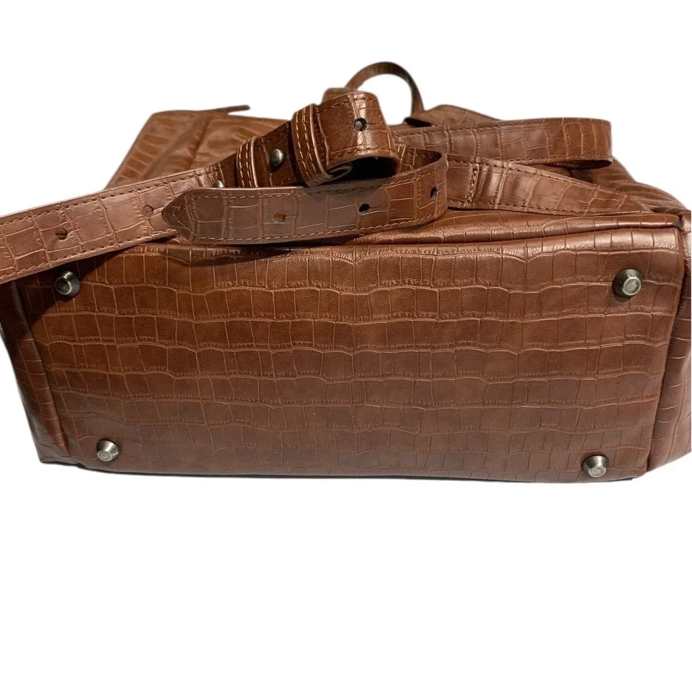 Freshly Picked Brown Croc Embossed Vegan Leather Classic Diaper Bag Backpack‎